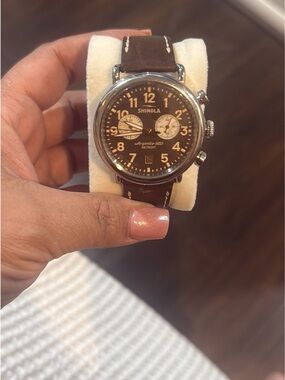 Shinola Brown Dial Chronograph with Brown Leather Strap
